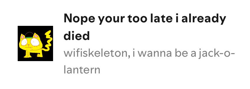 Spotify UK (@spotifyukcharts) on Twitter photo Nope your too late i already died (<a href="/fuckingevilcunt/">wifiskeleton</a> i wanna be a jack-o-lantern) enters Daily Top Songs UK for the first time since its release in 2024, and following the rappers death.
The song enters at #97, with 98,329 streams. Nope your too late i already died (<a href="/fuckingevilcunt/">wifiskeleton</a> i wanna be a jack-o-lantern) enters Daily Top Songs UK for the first time since its release in 2024, and following the rappers death.
The song enters at #97, with 98,329 streams.