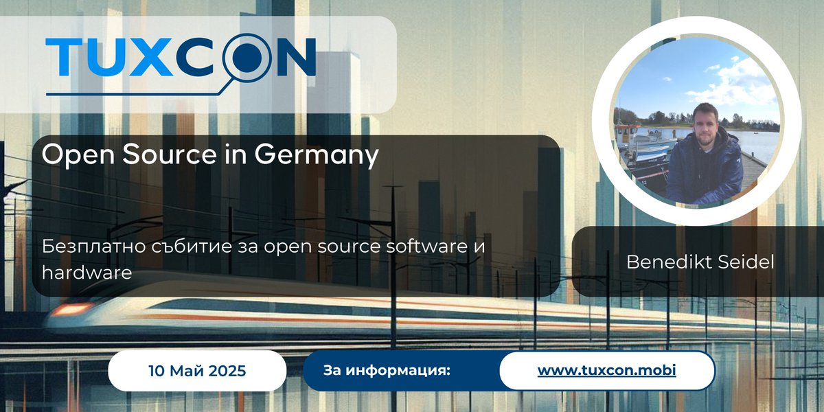 🚀 Meet Benedikt Seidel - a digital economist specializing in technology governance, smart cities and the digital infrastructure of production!
🇩🇪 He is bringing his insights and experience on Open Source in Germany.
📍 Catch him live at #TuxCon 2025 in Plovdiv, Bulgaria 🇧🇬