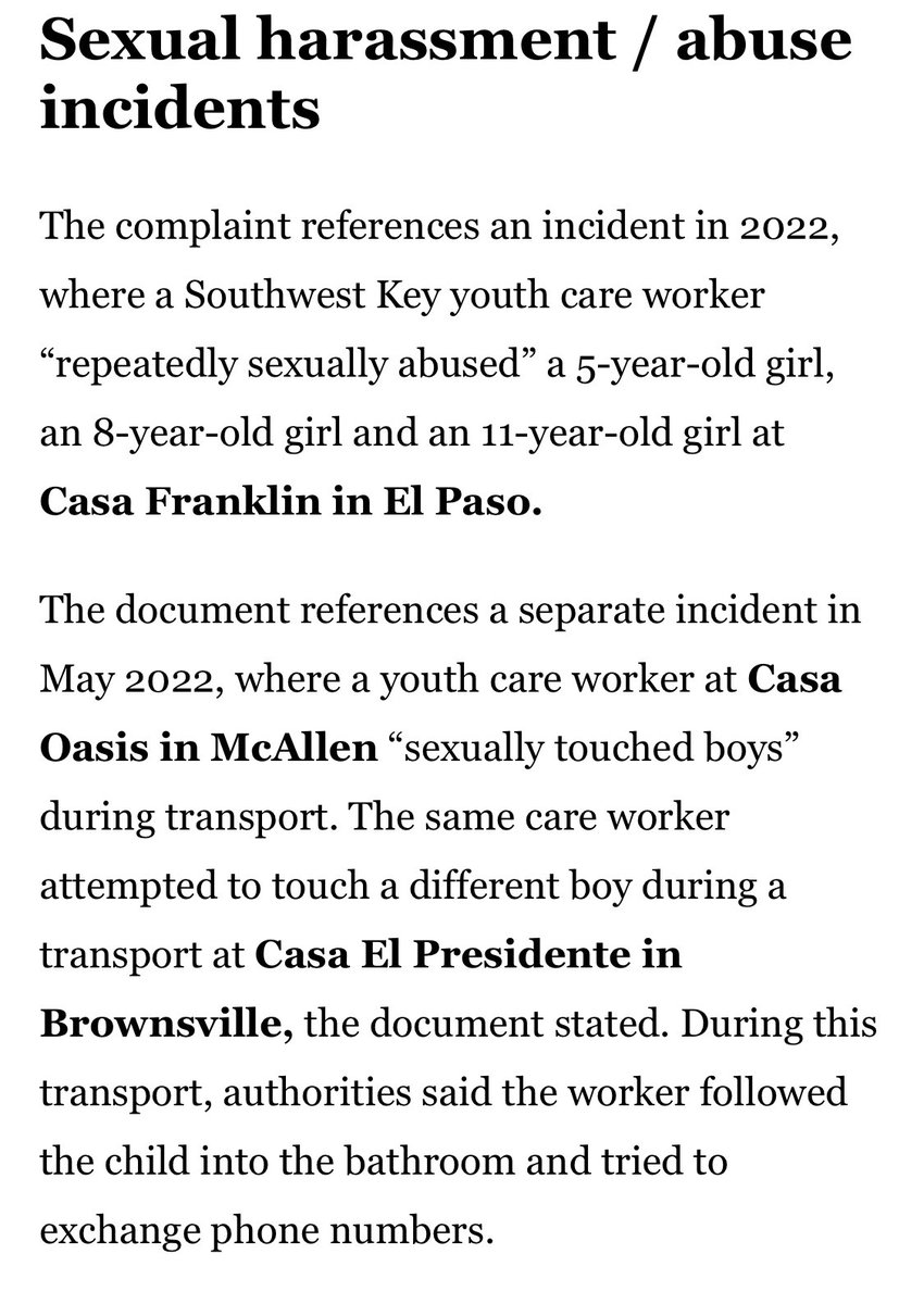 RyanMattaMedia's tweet image. Pam Bondi dropped the DOJ’s lawsuit against Southwest Key Programs that was seeking monetary relief to compensate the children who were rapped by the employees at SKP. When you hear uneducated influencers tell you other wise. Here are screenshots from the original reporting.