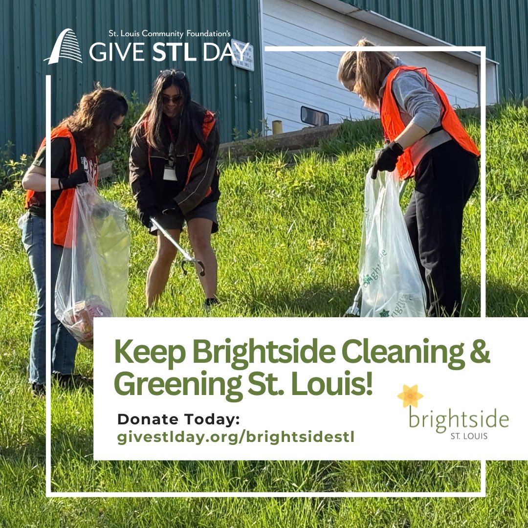 It’s #GiveSTLDay! Donations to Brightside provide tools and trash bags for community clean-up efforts. All donations will be matched up to $5,000 thanks to the William A. Kerr Foundation. 

Donate here: givestlday.org/brightsidestl

#BrightsideSTL #STL #GiveSTLDay #Giving #Cleanup