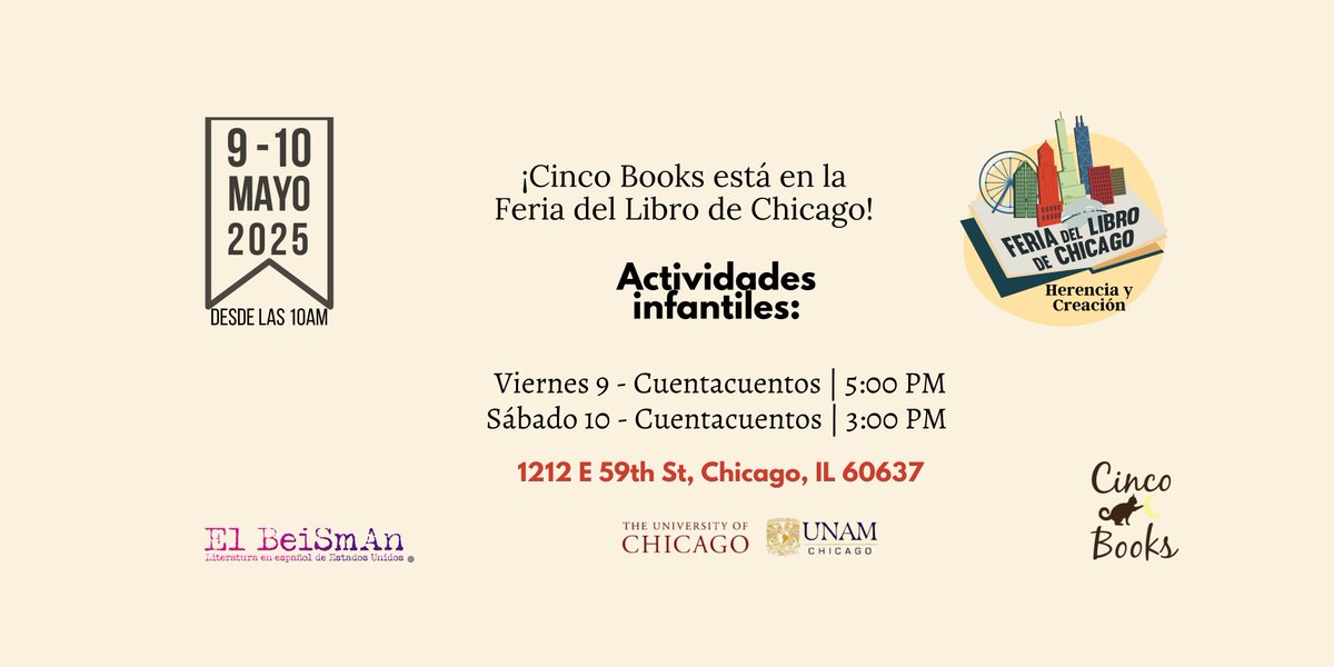 Este viernes 9 y sábado 10, vive una experiencia inolvidable en la Feria del Libro de Chicago. Descubre las mejores historias y libros infantiles fascinantes. 📚¡No te pierdas los cuentacuentos que cautivarán a toda la familia!