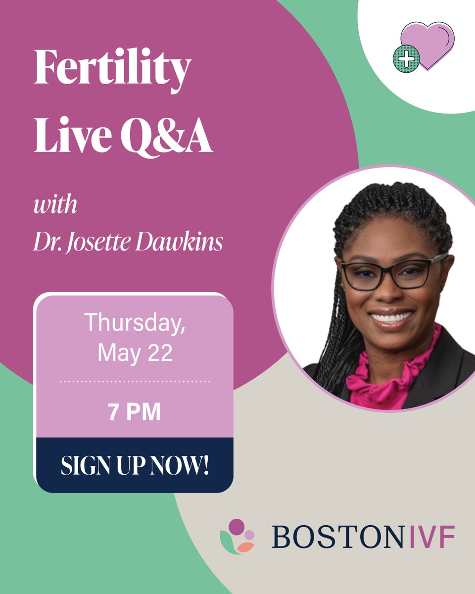 📅 Join us Thursday, May 22nd at 7 PM for a Live Q&amp;A with fertility doctor Josette Dawkins, MD!

Ask your fertility questions, get answers! 🌟

Save your spot today at: