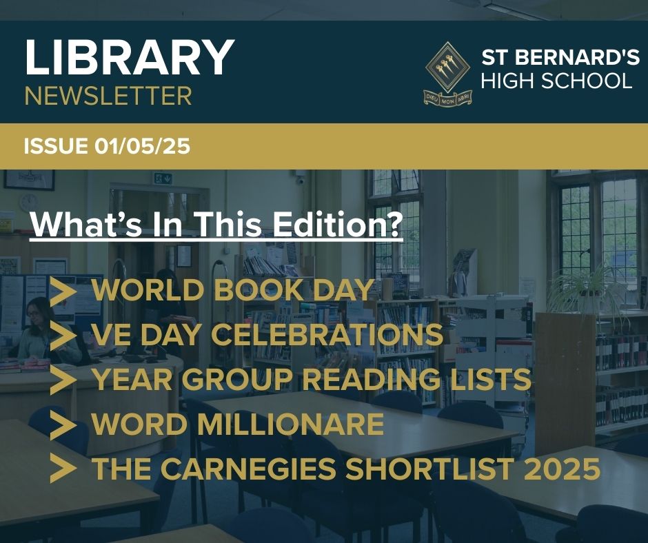 Dive into the May Edition of our Library Newsletter at St. Bernard's! From #VEDay to #WorldBookDay, catch up on all things library-related. Check it out on our website or link in bio! 📰🔗 #LibraryNewsletter #StBernards