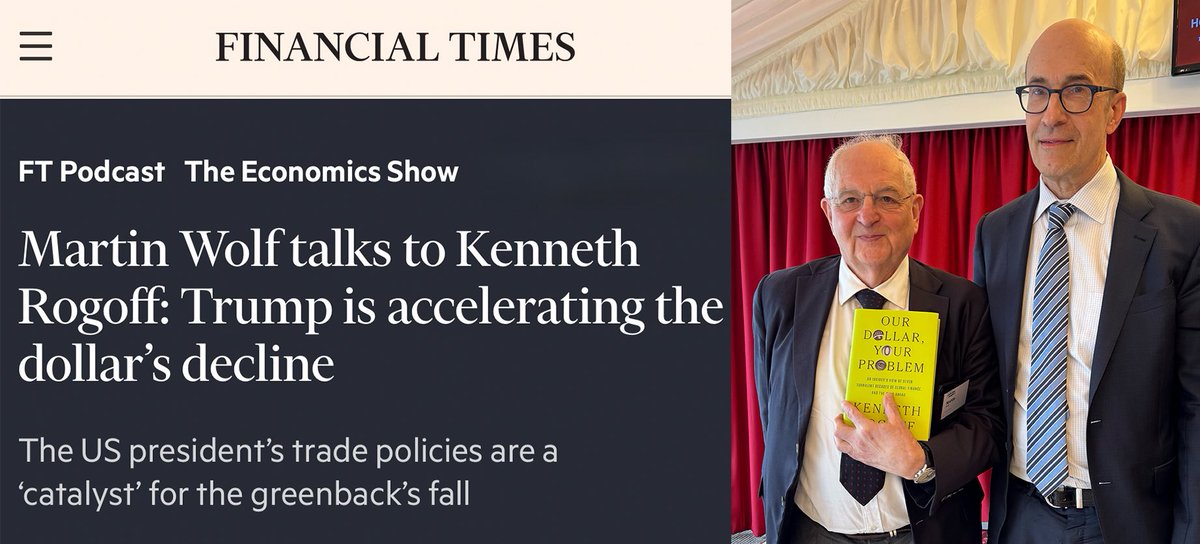 LanceRogoff's tweet photo. Martin Wolf talks to Kenneth Rogoff: Trump is accelerating the dollar’s decline. Listen to the interview: https://t.co/JZjfdKm88H via @ft
Get your copy of “Our Dollar, Your Problem”: https://t.co/bTBPsJNEIF
#OurDollarYourProblem #crypto #china #Finance #USdept #tarrifs #Trump https://t.co/l2Djdekmll