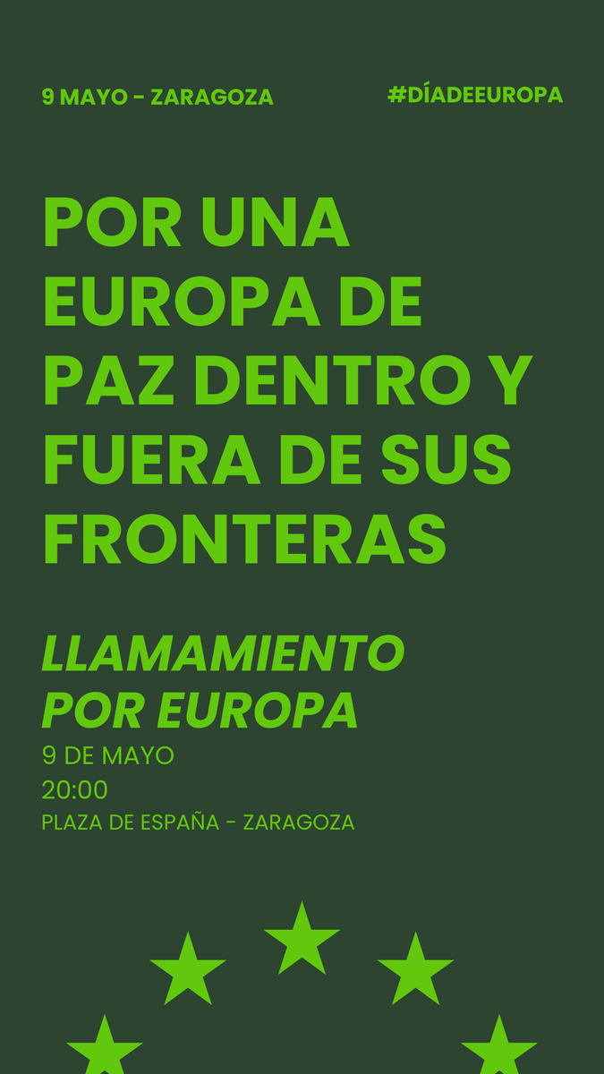 3️⃣ ZARAGOZA

👉 Viernes 9 de mayo, a las 20 horas, en la Plaza de España