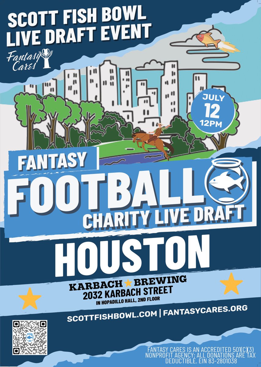 Rick Brusuelas (@rbrusuelas) on Twitter photo #SFB15 Houston Live Draft will be big as Texas! Along with the live draft, there'll be a fantastic silent auction, all supporting the Houston Food Bank. Meet people, beer, food, and lots of fun, even if you aren't drafting. At <a href="/karbachbrewing/">Karbach Brewing</a> .
Sign up scottfishbowl.com/apply.php #SFB15 Houston Live Draft will be big as Texas! Along with the live draft, there'll be a fantastic silent auction, all supporting the Houston Food Bank. Meet people, beer, food, and lots of fun, even if you aren't drafting. At <a href="/karbachbrewing/">Karbach Brewing</a> .
Sign up scottfishbowl.com/apply.php
