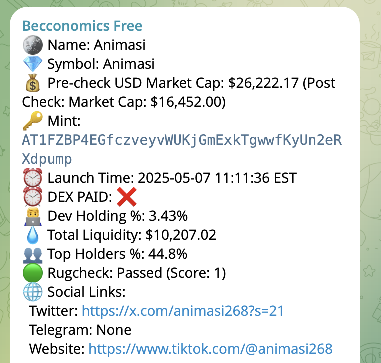 #animasi ($17K to xxx?) - AT1FZBP4EGfczveyvWUKjGmExkTgwwfKyUn2eRXdpump

Bonded and doing well. Let's see how much this moves.

Don't fade calls like this one and others $pitcoin , $dog, etc.

Join for free: t.me/becconomics