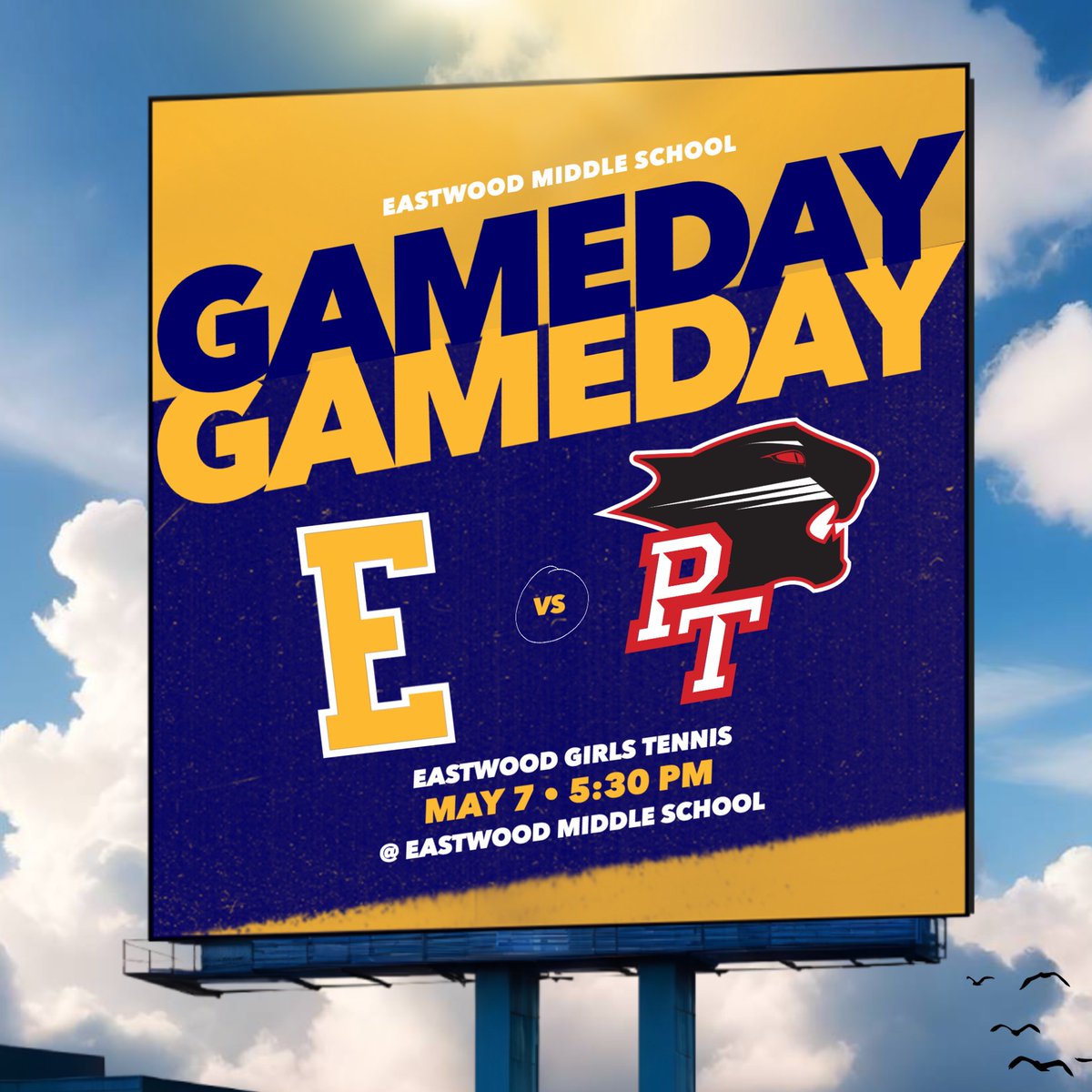 Best of luck to all our teams in action tonight!!

7th grade baseball and girls tennis will play host tonight to their opponents &amp; our 8th grade baseball and softball teams will travel to Fall Creek Valley in big time conferences matchups

#FlyEaglesFly