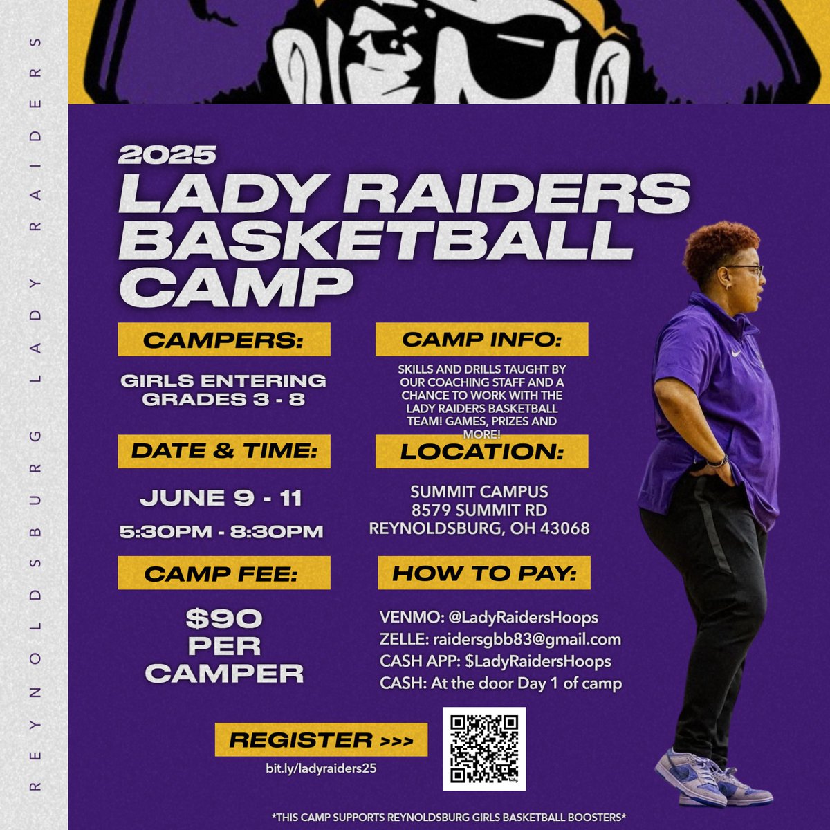 Calling all 3rd–8th grade girls!
Join us for the Lady Raiders Basketball Camp! Work with coaches &amp; players to build skills, confidence &amp; have FUN!

Spots are limited sign up now!
#LadyRaiders #GirlsBasketball #FutureRaiders