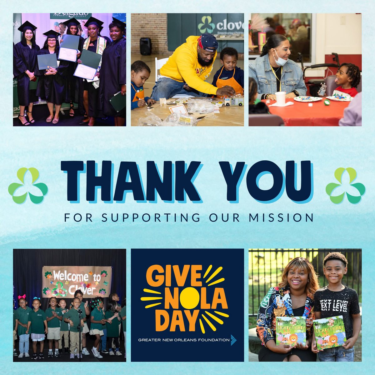 Thank you to everyone who donated on #GiveNOLADay! Due to your generosity, we exceeded our goal of $20,000! 💚💚

We are immensely grateful for your support of Clover's vital programs and services that educate children, strengthen families, and build community. ☘️
