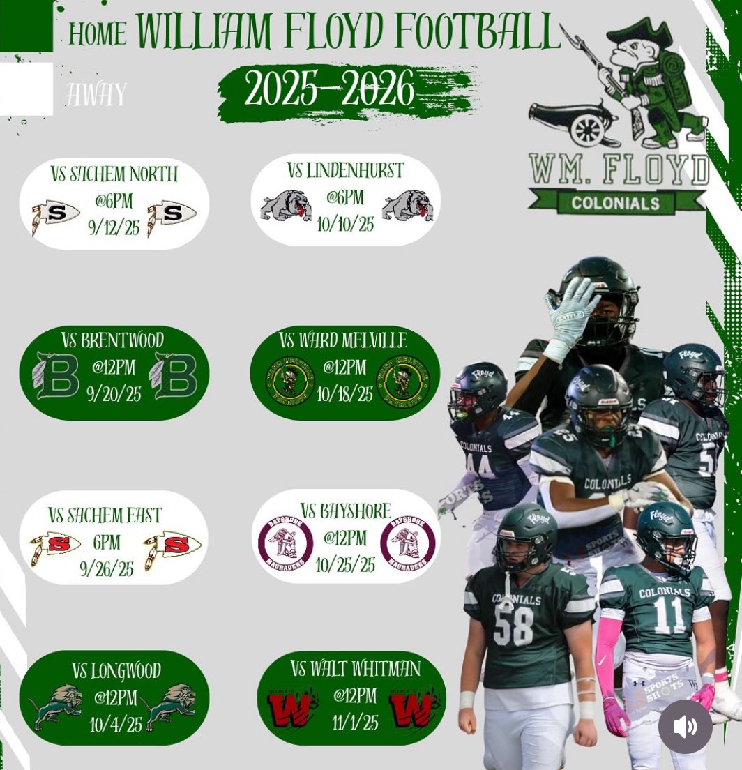 Bill Ashton (@coachba81) on Twitter photo Here’s our schedule for 2025! <a href="/WilliamFloydSD/">William Floyd School District</a> #FloydStrong #RollFloyd #BleedGreen Here’s our schedule for 2025! <a href="/WilliamFloydSD/">William Floyd School District</a> #FloydStrong #RollFloyd #BleedGreen