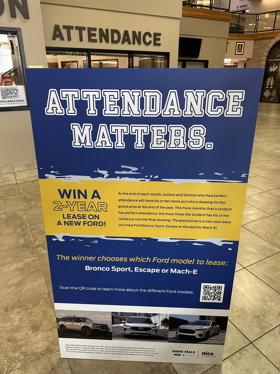 O'Gorman High School (@oghsknights) on Twitter photo Today we celebrate attendance! π
Thanks to <a href="/SiouxFallsFord/">SiouxFallsFord</a>, we will be awarding scholarships, prizes, and one of these vehicles this afternoon.
Check out the vehicle options below π³π₯‡οΈ
Attendance Matters:
Every Student. Every Day! Today we celebrate attendance! π
Thanks to <a href="/SiouxFallsFord/">SiouxFallsFord</a>, we will be awarding scholarships, prizes, and one of these vehicles this afternoon.
Check out the vehicle options below π³π₯‡οΈ
Attendance Matters:
Every Student. Every Day!