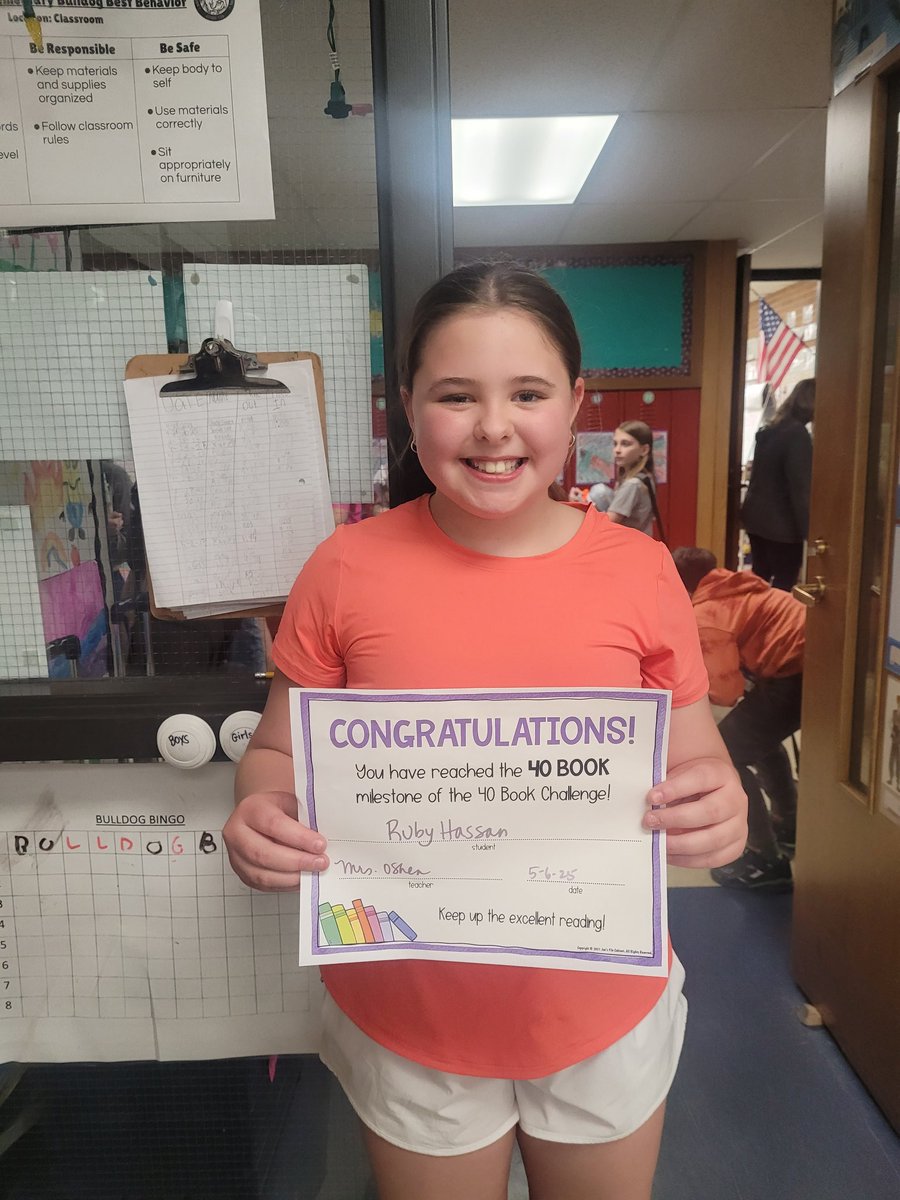 5AwithOShea's tweet image. The year is winding down but these students are revving it up! Congratulations Ruby H. and Evy R. on reaching your #40BookChallenge goal! 
#BeEvergreen