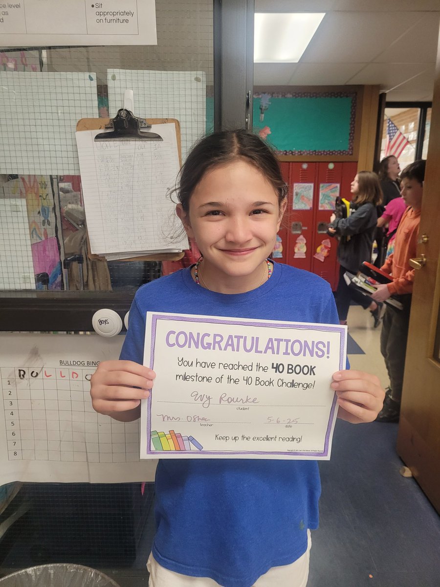 5AwithOShea's tweet image. The year is winding down but these students are revving it up! Congratulations Ruby H. and Evy R. on reaching your #40BookChallenge goal! 
#BeEvergreen