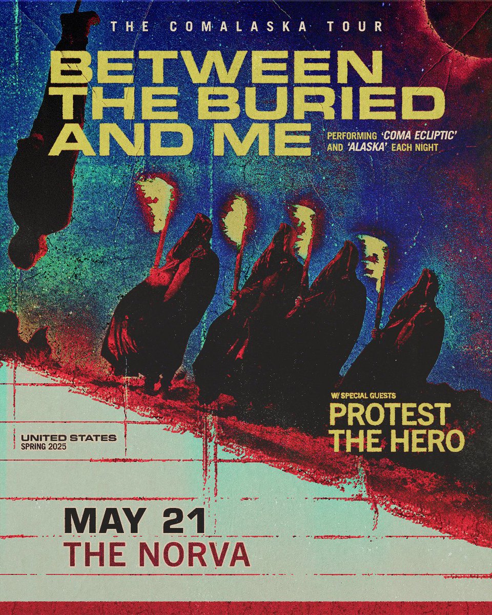 Wednesday, May 21 - Between The Buried and Me is coming to The NorVa! Tickets available at thenorva.com or at The NorVa box office (Fri 10a-5p).