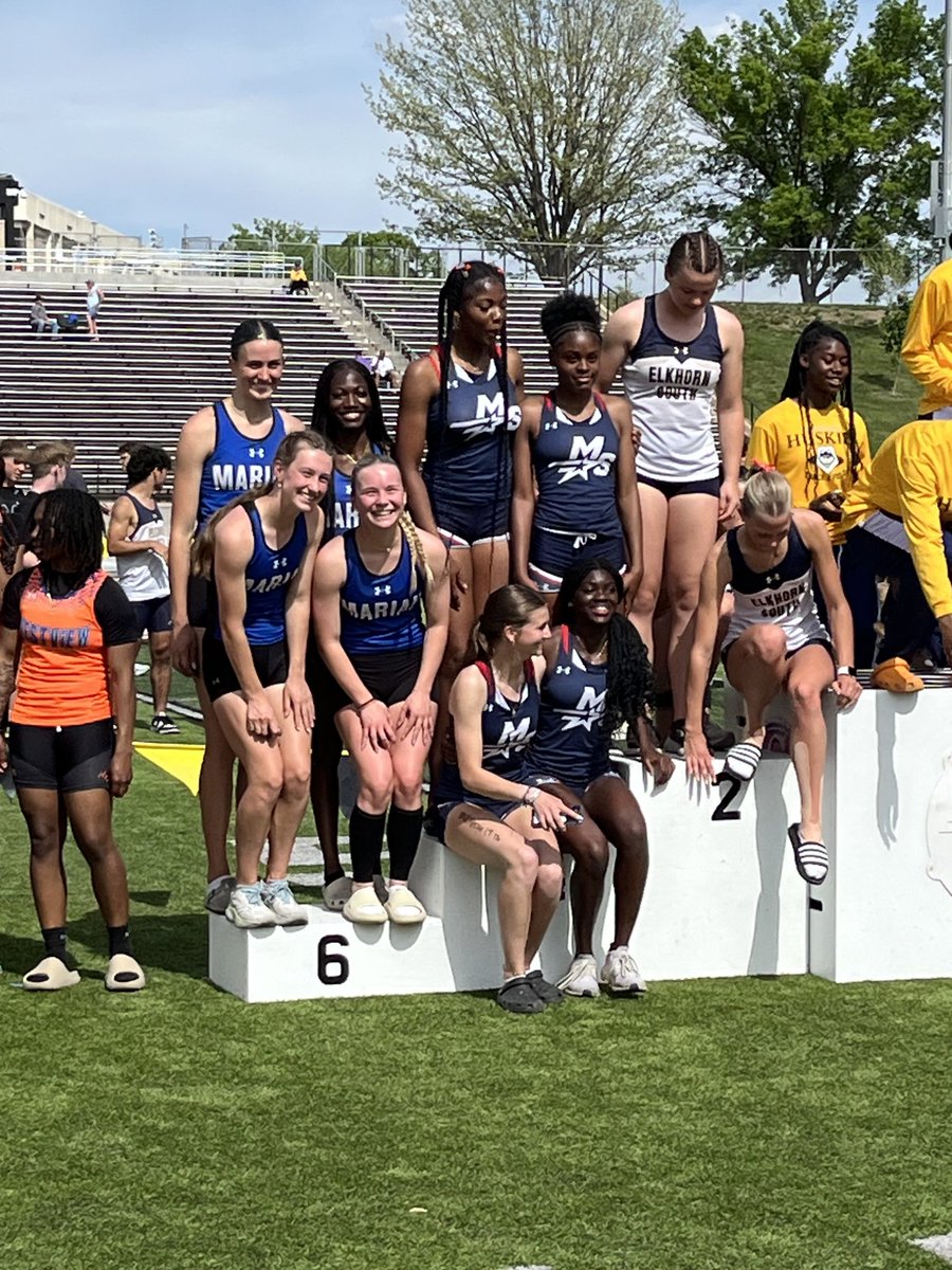 Our 4x100 relay teams takes 6th at the Metro Conference meet. Paige Dillon, Willow Petri, Keke Amouzou, and Claire Behen