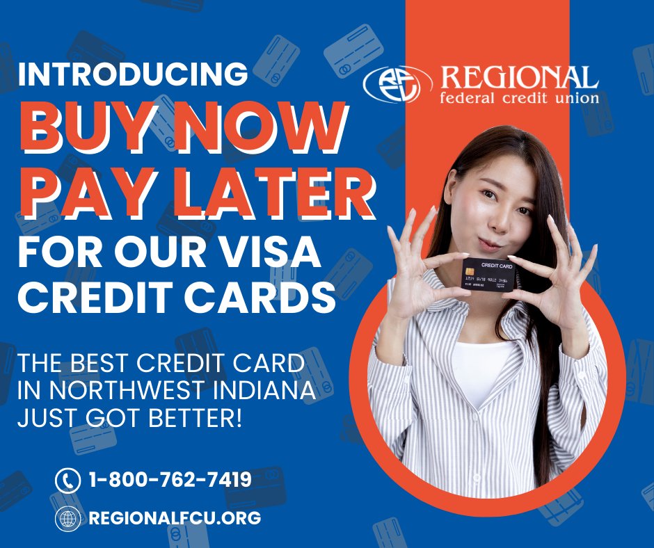 REGIONALFCU's tweet image. The best credit card in NW Indiana just got better! We now offer &quot;Buy Now, Pay Later&quot; on qualifying purchases. Pay off the purchases in monthly installments, helping you pay if off sooner.  

LEARN MORE: bit.ly/4iE678x 

#REGIONALDifference #CreditCards #BuyNowPayLater