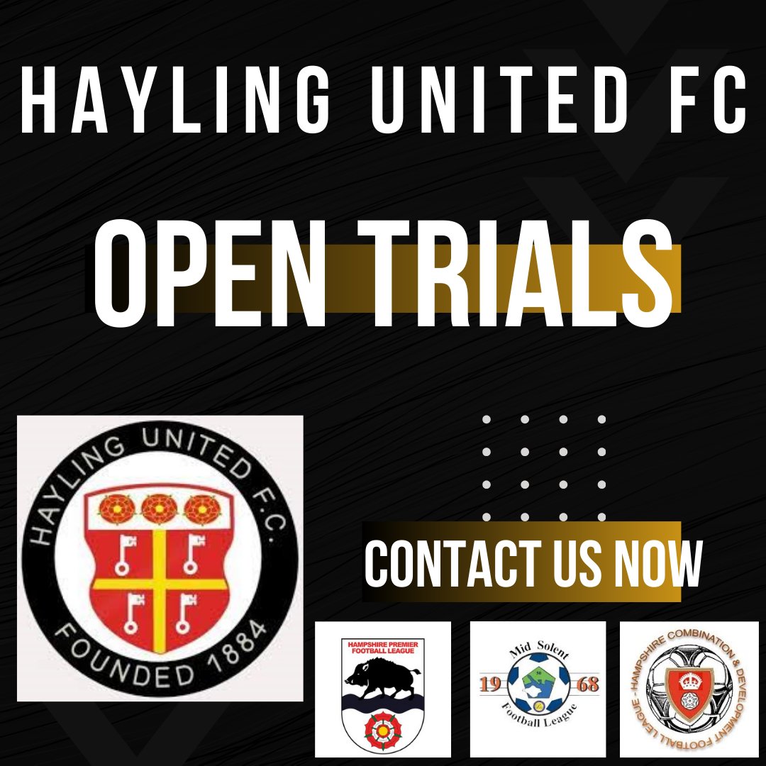 Hayling United FC (@hayling_fc) on Twitter photo Open Trials for our 1st, Development & U23's teams.
Email haylingutdfc@gmail.com now
<a href="/HantsCombLeague/">Hampshire Combination & Development League</a> <a href="/MidSolent/">Mid Solent Adult League</a> <a href="/HantsLeague/">uhlsport Hampshire Premier League</a>
<a href="/midsussexleague/">Official Mid Sussex Football League ⚽️</a> <a href="/BocaTeamwear/">Boca Teamwear Ltd</a> <a href="/mjmsports1/">MJM Sports</a>
<a href="/TheWestTownInn/">The West Town Inn</a> <a href="/mitchellstones/">Mitchell & Stones</a> <a href="/Glanvilles/">Glanvilles Solicitors</a>
<a href="/HaylingH/">Hayling Herald</a> <a href="/portsmouthsport/">Portsmouth Sport</a>
#hayling #football #newera #upthebugs Open Trials for our 1st, Development & U23's teams.
Email haylingutdfc@gmail.com now
<a href="/HantsCombLeague/">Hampshire Combination & Development League</a> <a href="/MidSolent/">Mid Solent Adult League</a> <a href="/HantsLeague/">uhlsport Hampshire Premier League</a>
<a href="/midsussexleague/">Official Mid Sussex Football League ⚽️</a> <a href="/BocaTeamwear/">Boca Teamwear Ltd</a> <a href="/mjmsports1/">MJM Sports</a>
<a href="/TheWestTownInn/">The West Town Inn</a> <a href="/mitchellstones/">Mitchell & Stones</a> <a href="/Glanvilles/">Glanvilles Solicitors</a>
<a href="/HaylingH/">Hayling Herald</a> <a href="/portsmouthsport/">Portsmouth Sport</a>
#hayling #football #newera #upthebugs