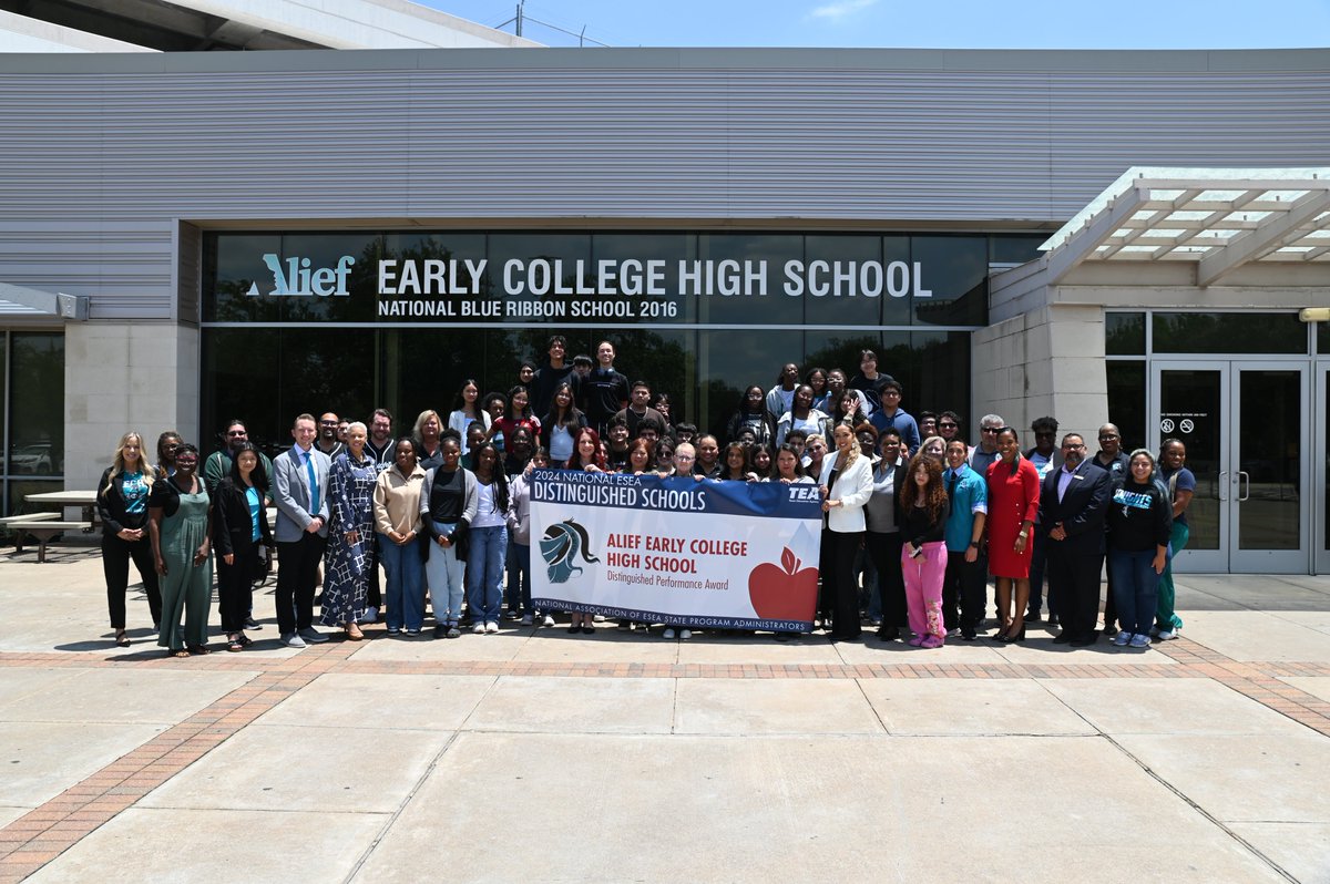 Alief ISD (@aliefisd) on Twitter photo Weβre proud to announce that <a href="/AliefECHS/">Alief Early College</a> has been named a 2024 National ESEA Distinguished School by the Texas Education Agency! Recognized for excellence in performance and progress, AECHS stands among only two Title I schools in Texas to earn this prestigious honor. Weβre proud to announce that <a href="/AliefECHS/">Alief Early College</a> has been named a 2024 National ESEA Distinguished School by the Texas Education Agency! Recognized for excellence in performance and progress, AECHS stands among only two Title I schools in Texas to earn this prestigious honor.