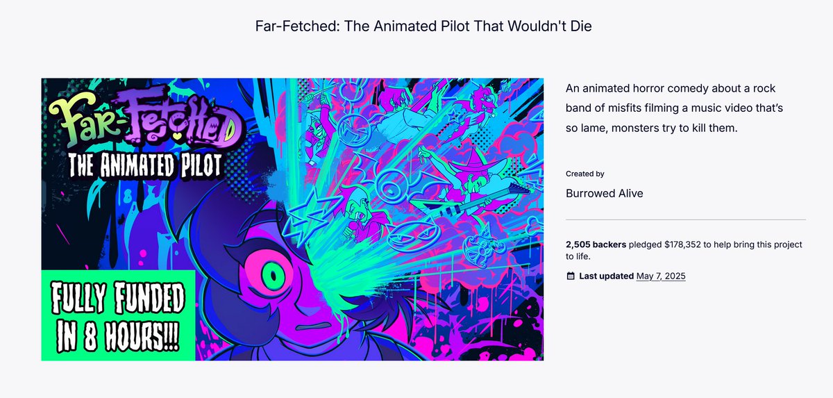 IT'S OVER! The Far-Fetched Animated Pilot Kickstarter campaign has officially ended with $178,352 raised. Thank you so much, freaks! Now it's finally time to bring this beast to life!
