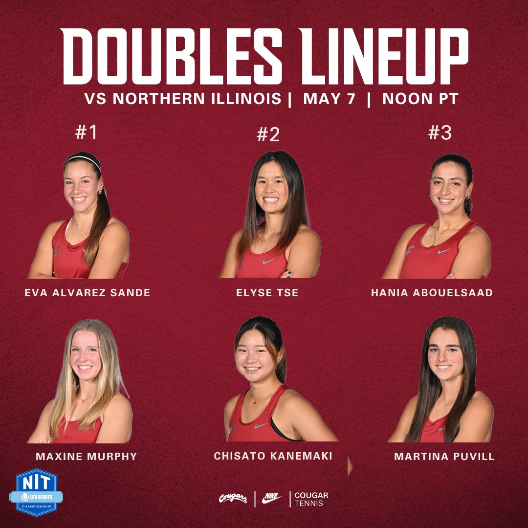 WSU's postseaosn is about to get going from the NIT in Rome, Ga. Cougars and Northern Illinois meet in a quarterfinal match. Doubles to start the action.

#GoCougs