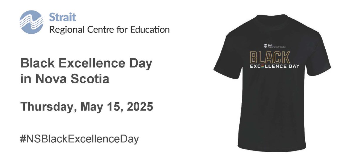 The #SRCE is celebrating #NSBlackExcellenceDay on Thursday, May 15, 2025.

Please join us as we celebrate and stand in unity to support the success of students of African descent by wearing black.

More information and resources may be accessed at ednet.ns.ca/acs/black-exce….