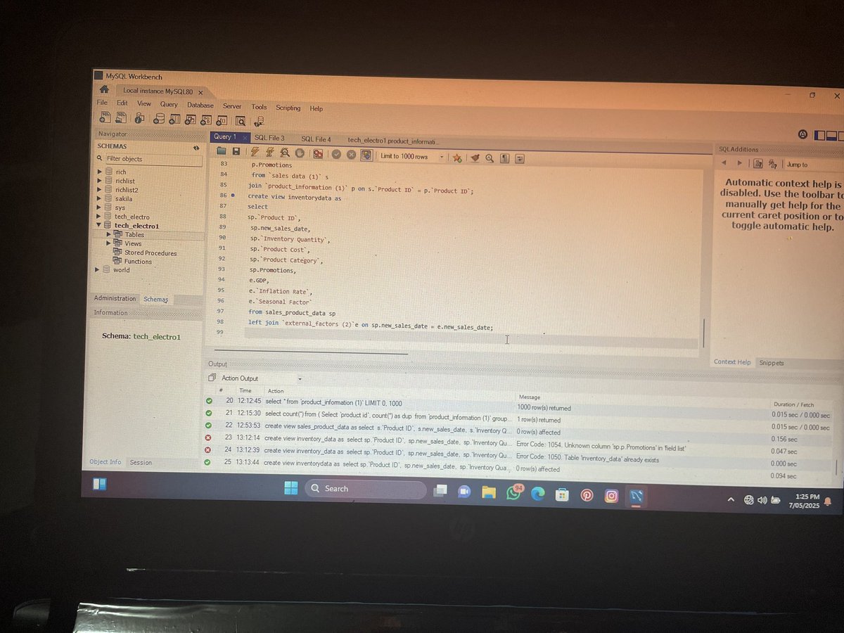 PuzzleSholly's tweet image. Late nights, SQL fights, and small wins. Diving deeper into data analysis—one query at a time. #DataAnalysis #SQL #MySQLWorkbench #LearningJourney