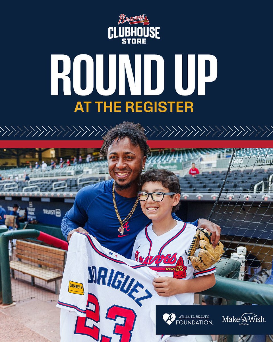 Atlanta Braves Foundation (@bravesfdn) on Twitter photo The Braves Clubhouse Store is proud to now offer fans the opportunity to Round Up at the Register with donations benefiting the Atlanta Braves Foundation. Tonight, as we celebrate Star Wars Night at Truist Park, Round Up proceeds will support the work of <a href="/MakeAWishGA/">Make-A-Wish Georgia</a>! Round Up at The Braves Clubhouse Store is proud to now offer fans the opportunity to Round Up at the Register with donations benefiting the Atlanta Braves Foundation. Tonight, as we celebrate Star Wars Night at Truist Park, Round Up proceeds will support the work of <a href="/MakeAWishGA/">Make-A-Wish Georgia</a>! Round Up at