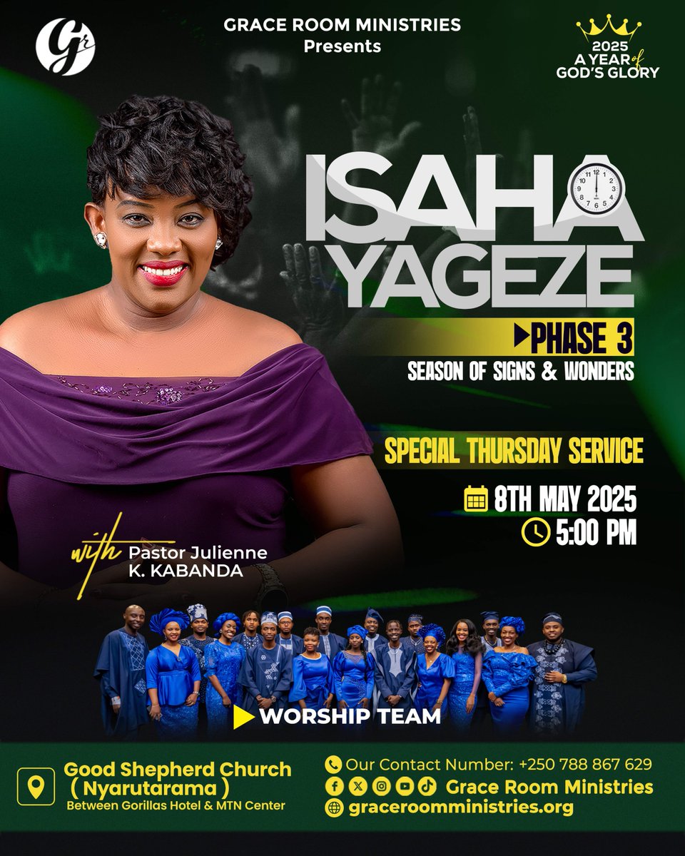 Join us for our Special Thursday Service at 5:00pm. You can’t afford to miss in such a season of signs and wonders, bring your friends and family to receive your miracle!