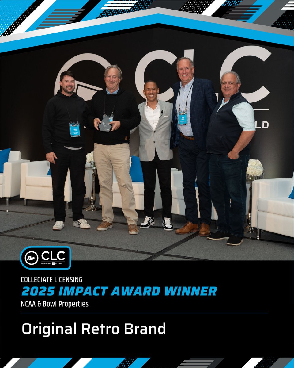 Congratulations and thank you to these top licensee and retail partners for all their work to elevate college brands. 

Our 2025 CLC IMPACT Award winners are: 
Apparel - '47 Brand <a href="/47brand/">'47</a> 
Non-Apparel - EA SPORTS <a href="/EASPORTSCollege/">EASPORTSCollege</a> 
NCAA/Bowl Properties - Original Retro Brand