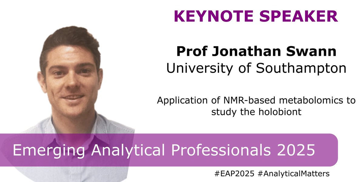 Analytical Science Network (ASN) (@asn_rsc) on Twitter photo Keynote speaker Professor Jonathan Swann from <a href="/unisouthampton/">University of Southampton</a> will be attending #EAP2025 this weekend to give a talk on NMR based metabolomics. Keynote speaker Professor Jonathan Swann from <a href="/unisouthampton/">University of Southampton</a> will be attending #EAP2025 this weekend to give a talk on NMR based metabolomics.