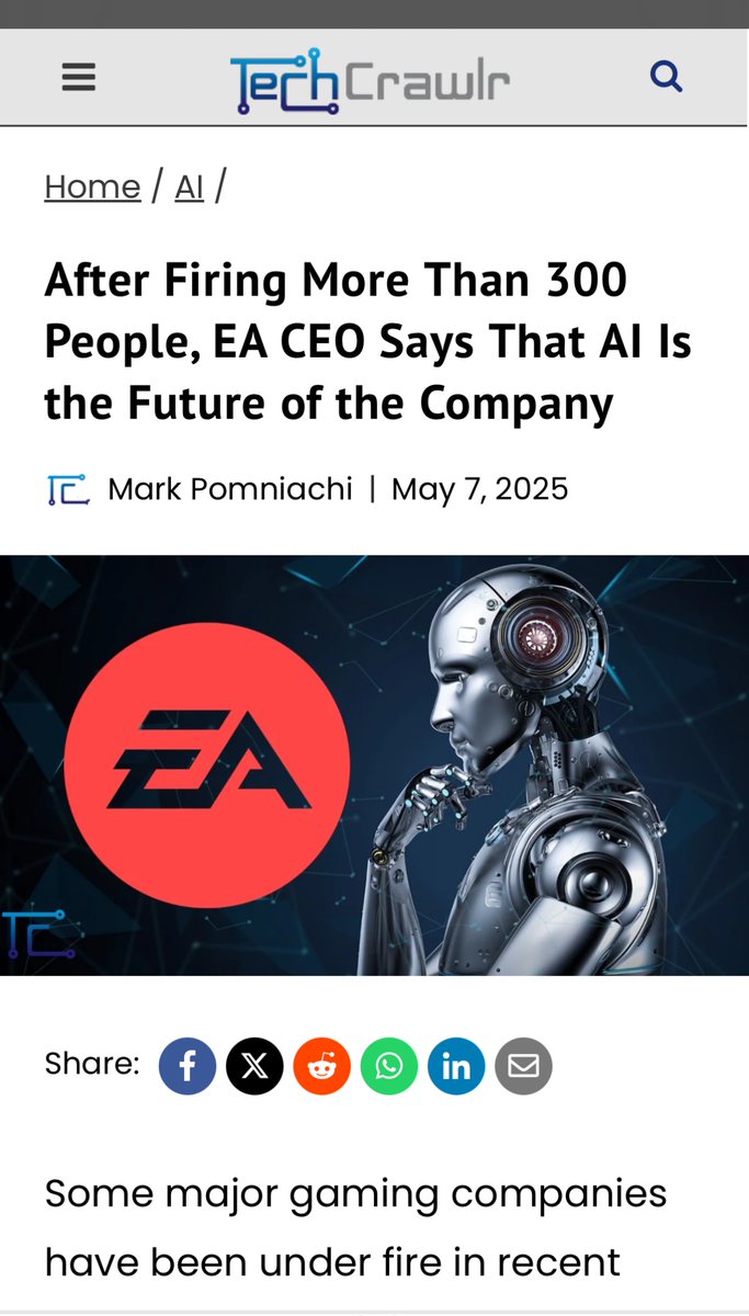 After Firing More Than 300 People, EA CEO Says That AI Is The Future Of The Company