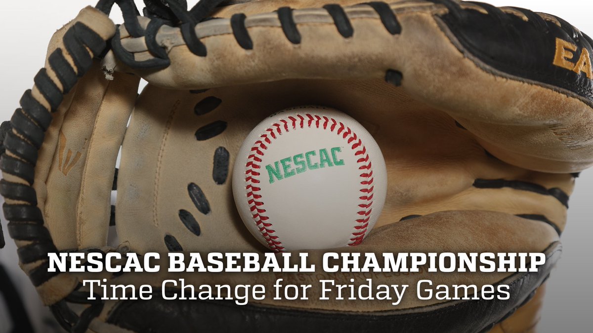 NESCAC (@nescac) on Twitter photo 🚨TIME CHANGE🚨
The game times for Games 1 & 2 of the NESCAC Baseball Championship at Bowdoin have been shifted to try to avoid inclement weather in the forecast.
G1: 11:30am - E3 Trinity vs. W1 Middlebury
G2: 3:00pm - W3 Williams vs. E1 Colby
>  nescac.com/tournaments/?i… 🚨TIME CHANGE🚨
The game times for Games 1 & 2 of the NESCAC Baseball Championship at Bowdoin have been shifted to try to avoid inclement weather in the forecast.
G1: 11:30am - E3 Trinity vs. W1 Middlebury
G2: 3:00pm - W3 Williams vs. E1 Colby
>  nescac.com/tournaments/?i…