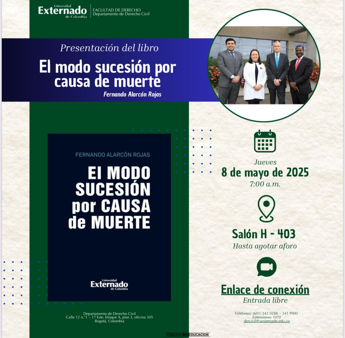 El Departamento de Derecho Civil los invita a la presentación del libro "El modo sucesión por causa de muerte" del profesor Fernando Alarcón Rojas. Los esperamos este 8 de mayo a las 7:00 am.

Enlace zoom:

uexternado.zoom.us/meeting/regist…