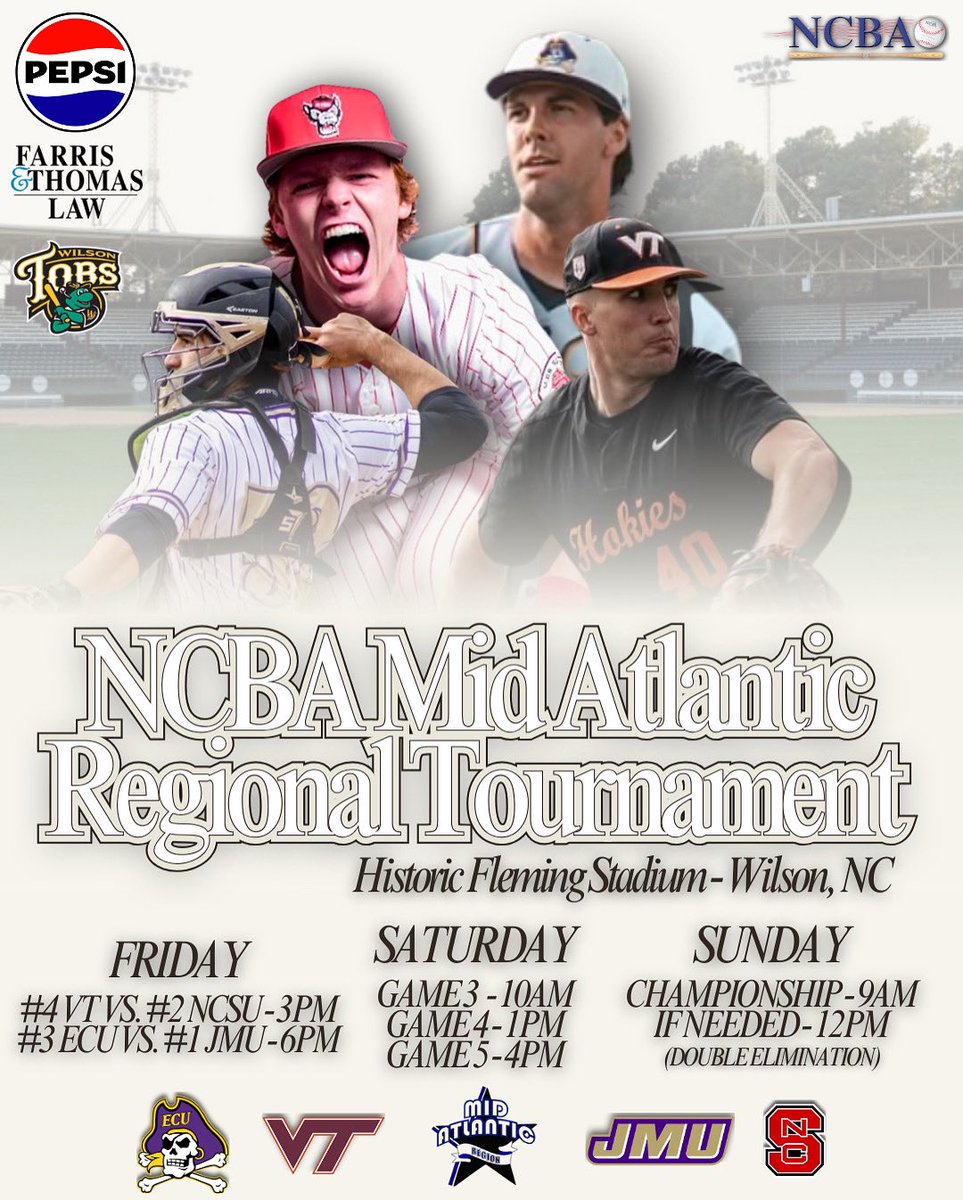Wilson Tobs (@wilsontobs) on Twitter photo Join the Tobs as they host the <a href="/NCBA_Baseball/">NCBA</a> Mid Atlantic Regional Tournament
The Action Starts Friday - Watch Live on cpl-tv.app.vewbie.com
And see 2023 & 2024 Wilson Tob Brandon Warrenโผ๏ธโผ๏ธ
<a href="/ECUClubBaseball/">ECU Club Baseball</a> <a href="/NCSUCBB/">NC State Club Baseball</a> <a href="/VTClubBaseball/">Virginia Tech Club Baseball ๐ฆ</a> <a href="/JMUClubBaseball/">JMU Club Baseball</a>
#hogsroll #tobsroll Join the Tobs as they host the <a href="/NCBA_Baseball/">NCBA</a> Mid Atlantic Regional Tournament
The Action Starts Friday - Watch Live on cpl-tv.app.vewbie.com
And see 2023 & 2024 Wilson Tob Brandon Warrenโผ๏ธโผ๏ธ
<a href="/ECUClubBaseball/">ECU Club Baseball</a> <a href="/NCSUCBB/">NC State Club Baseball</a> <a href="/VTClubBaseball/">Virginia Tech Club Baseball ๐ฆ</a> <a href="/JMUClubBaseball/">JMU Club Baseball</a>
#hogsroll #tobsroll