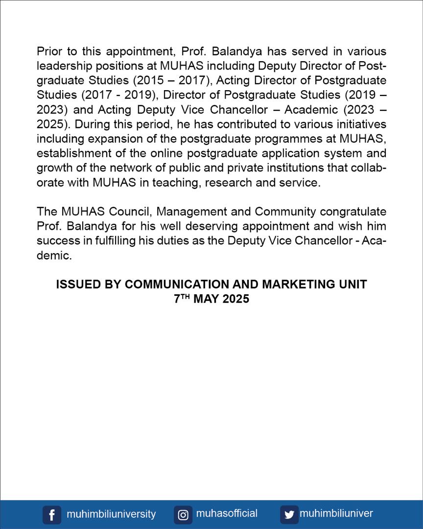 Congratulations to Prof Emmanuel Balandya 👏👏