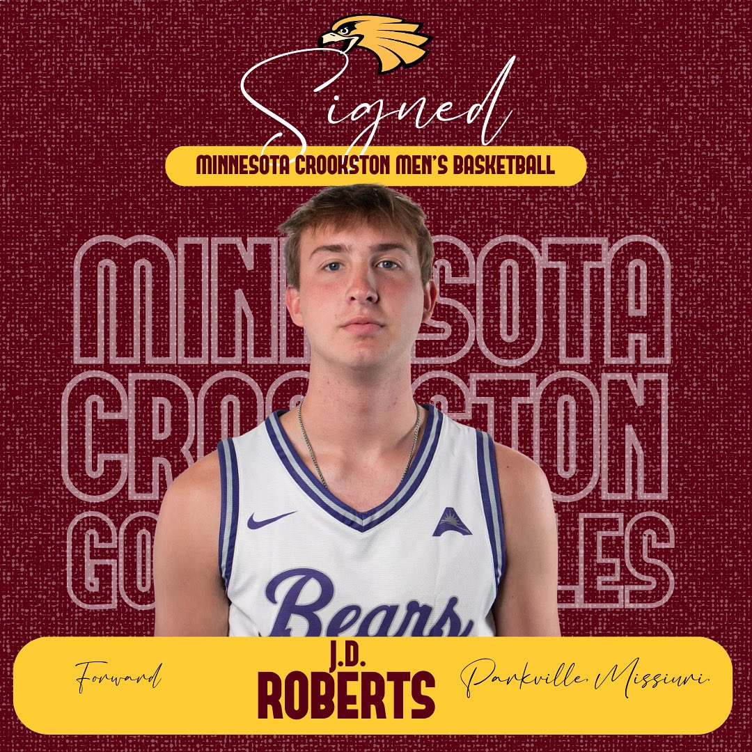 Golden Eagle Sports (@umncrookstonath) on Twitter photo We are very excited to announce the signing of J.D. Roberts (F, 6-8 205, Parkville, Mo./University of Central Arkansas) to play for <a href="/GoldenEaglesMBB/">MN Crookston MBB</a>. Welcome to Golden Eagle Nation J.D.!
#WingsUp We are very excited to announce the signing of J.D. Roberts (F, 6-8 205, Parkville, Mo./University of Central Arkansas) to play for <a href="/GoldenEaglesMBB/">MN Crookston MBB</a>. Welcome to Golden Eagle Nation J.D.!
#WingsUp