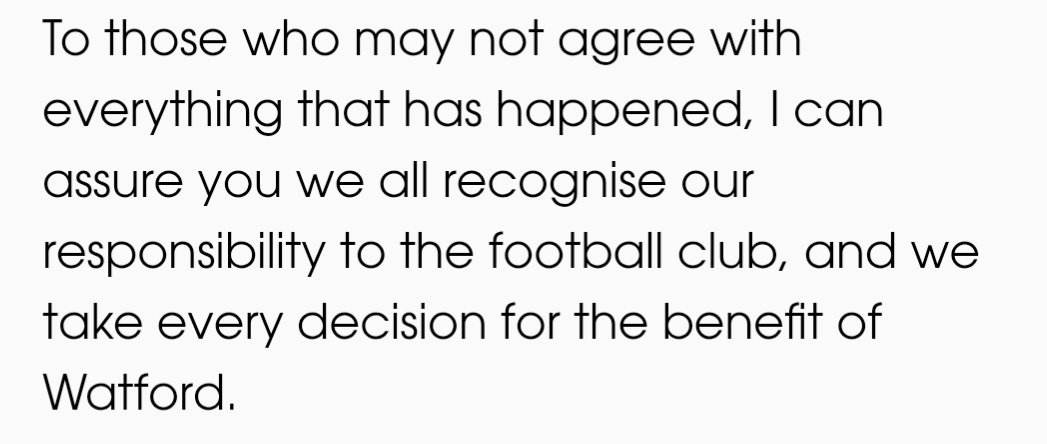 Exactly this. Brilliant affirmative statement from our owners, exactly what we need in our current situation given the disappointing rum we've had at the end of this season. Keep the faith hornets 🟡 #PozzoIn