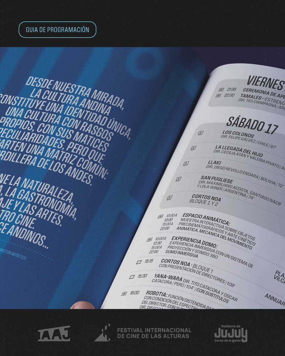 🎬 ¡Ya podés consultar la guía de programación de la 10ª edición del Festival Internacional de Cine de las Alturas!
📖 Descargá la GUÍA cinedelasalturas.com.ar/wp-content/upl…
Empezá a armar tu recorrido por esta edición aniversario .