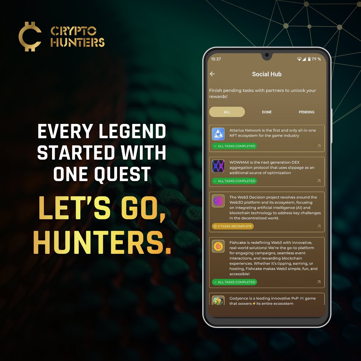 Every legend starts with a single quest. 🧭

Your next one is waiting inside the Crypto Hunters app. 💥

Complete tasks, earn rewards, and rise through the ranks. 🏆

Let’s go, Hunters! ⚡️

📲 Download now:
iOS: apps.apple.com/ua/app/crypto-…
Android: play.google.com/store/apps/det…