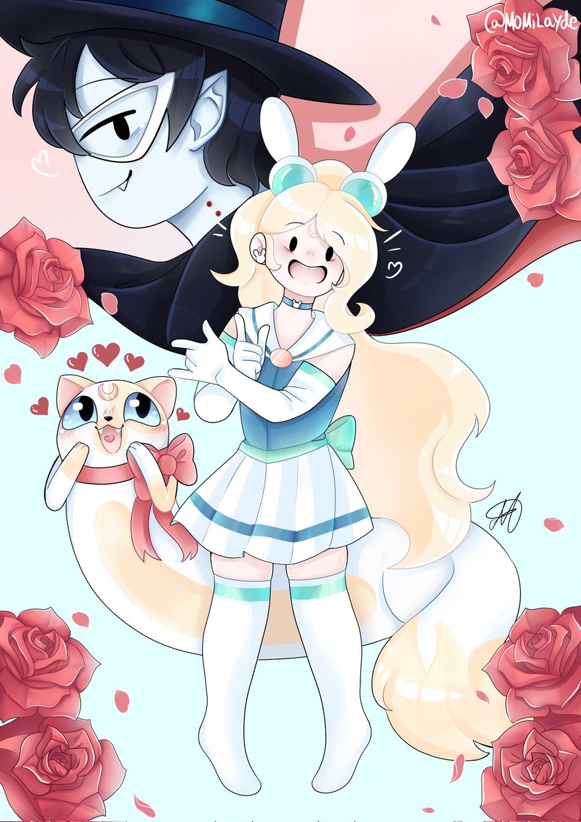 momilayde's tweet photo. After some requests from my vampire friend @_unicornmachine finally managed to finish this art! Fiolee Sailor Moon!! ✨️🐰🦇
#fiolee #adventuretimefanart #sailormoon #fionnaandcake #marshalllee #fanart #art https://t.co/ouGTspWuAa