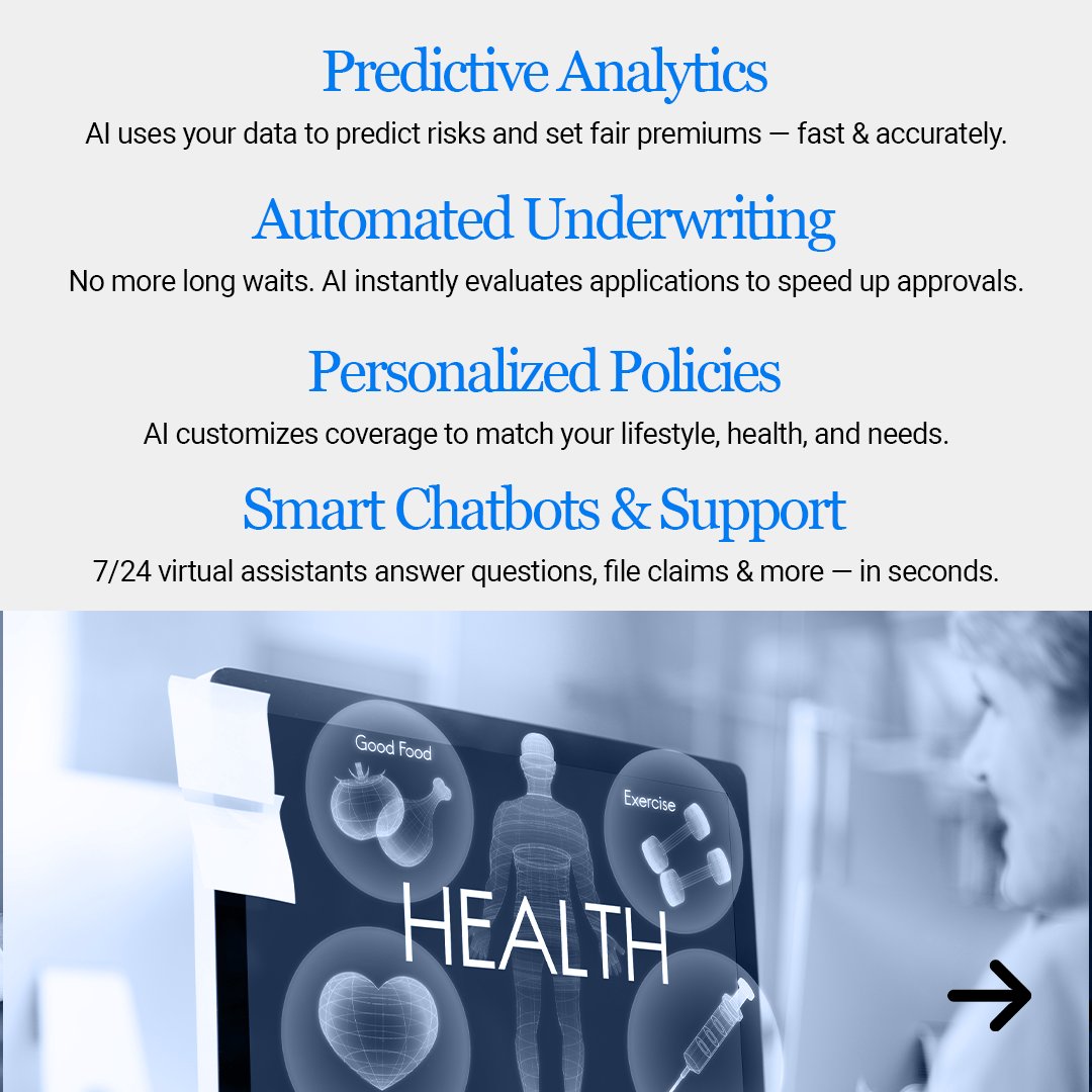 BALazaroIns's tweet image. 🚀 AI is transforming life insurance!

From faster claims to real-time support, discover how technology is making coverage smarter, quicker, and safer.

👀 Swipe through 8 ways AI is reshaping the industry.

👉 balazaroinsurance.com

#lifeInsurance #InsurTechRevolution #AI