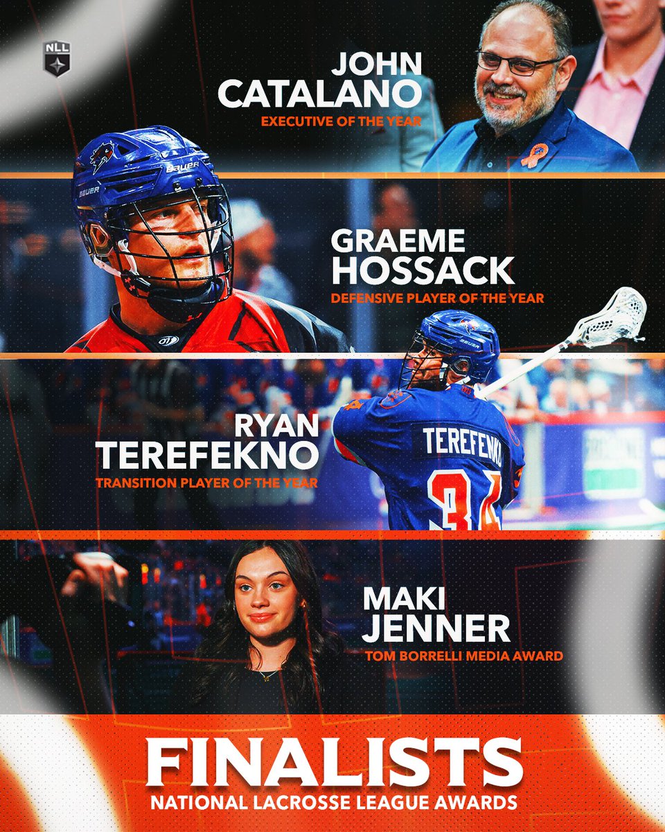 HFXThunderbirds's tweet image. Graeme Hossack, Ryan Terefenko, Maki Jenner and Thunderbirds President &amp;amp; CEO, John Catalano have been named finalists for the 2024-2025 @NLL annual League Awards 

READ: bit.ly/HFX-NLLAwardFi…