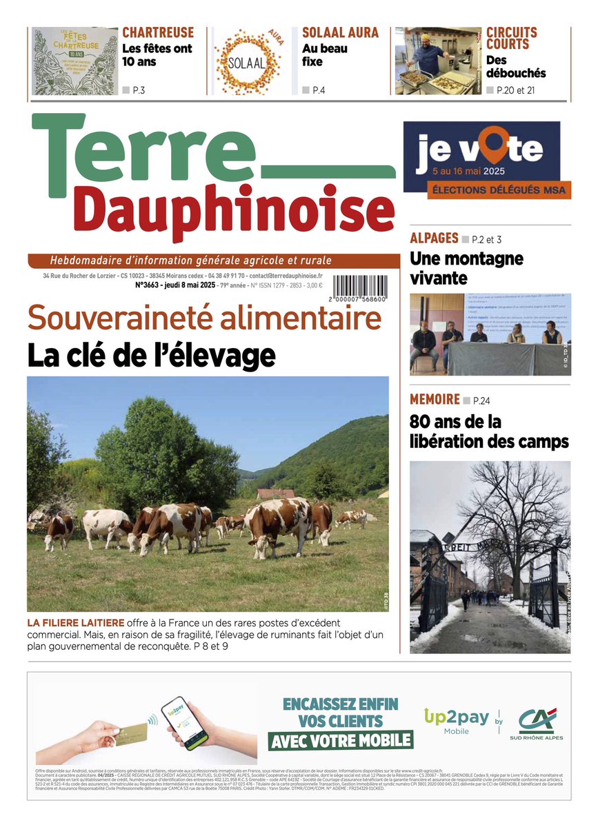En raison du 8 mai, Terre Dauphinoise sortira vendredi. Voici la Une !
 terredauphinoise.fr/articles/r-4/