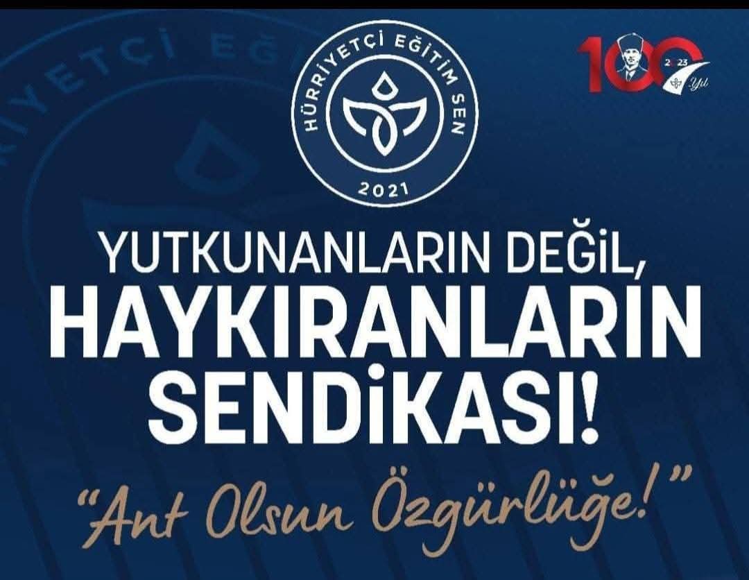 Gün gelir, çoluk çocuğumuz karşımıza geçer ve ' Memlekette bunca kepazelik olurken siz ne yapıyordunuz ?' diye sorarsa, başımız öne eğilmesin diye Hürriyetçi Eğitim Sen'i kurduk.
Yutkunanlardan olmayacağız...