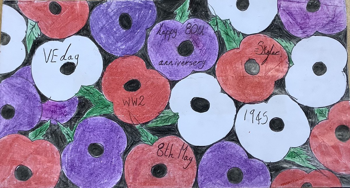 Beautiful piece of artwork ready for our VE Day celebrations tomorrow. #VEDay80 #VEDay2025 #Remembrance