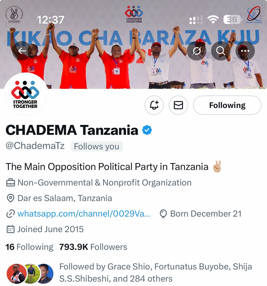Liberatus Mwang'ombe (@liberatus80) on Twitter photo Hello <a href="/Support/">Support</a>, <a href="/X/">X</a>
The @ChademaTz verified account has been compromised by unauthorized individuals. We kindly request that you suspend or restrict the account immediately to prevent further misuse.
Cc: <a href="/jjmnyika/">MNYIKA John John</a>- CHADEMA Secretary General, <a href="/TunduALissu/">Tundu Antiphas Lissu</a>- CHADEMA Chairman, Hello <a href="/Support/">Support</a>, <a href="/X/">X</a>
The @ChademaTz verified account has been compromised by unauthorized individuals. We kindly request that you suspend or restrict the account immediately to prevent further misuse.
Cc: <a href="/jjmnyika/">MNYIKA John John</a>- CHADEMA Secretary General, <a href="/TunduALissu/">Tundu Antiphas Lissu</a>- CHADEMA Chairman,