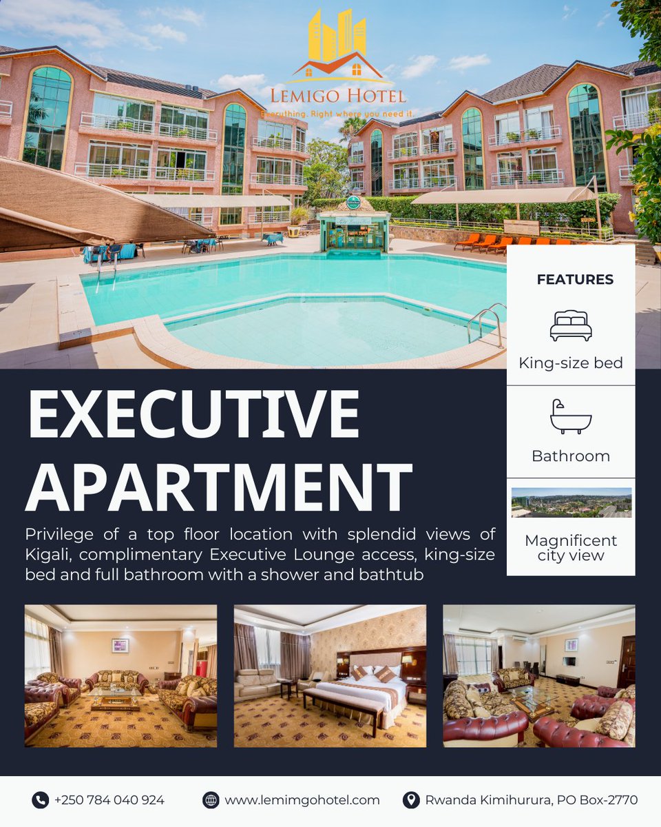 🌟 Experience Executive Living at Its Finest! 🌟

Looking for the perfect balance of comfort, style, and convenience? Discover the Executive Apartment at Lemigo Hotel, where luxury meets practicality for short or long stays.

📲 Book now!!
