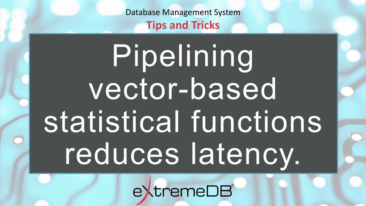 LowLatencyDB's tweet image. Pipelining combines #DBMS&apos;s vector-based statistical functions into assembly lines for processing #timeseriesdata. The output of 1 function becomes input for the next. Without it interim results are transferred between CPU cache &amp;amp; main memory. t.ly/Leg_C #lowlatency