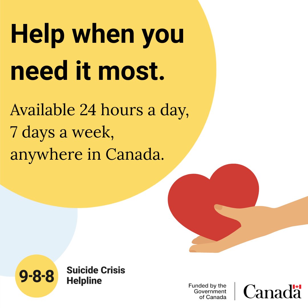 Today is World Maternal Mental Health Day, a chance to shine a light on the importance of the mental health of mothers. To any mothers struggling with thoughts of suicide, 9-8-8 is here to support you. Call or text 9-8-8 any time of day and we will be there for you. #988Canada